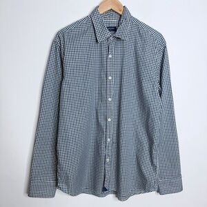 Untuckit Men's XL Button Up Long Sleeve Gingham Plaid Shirt Green/Blue/White‎